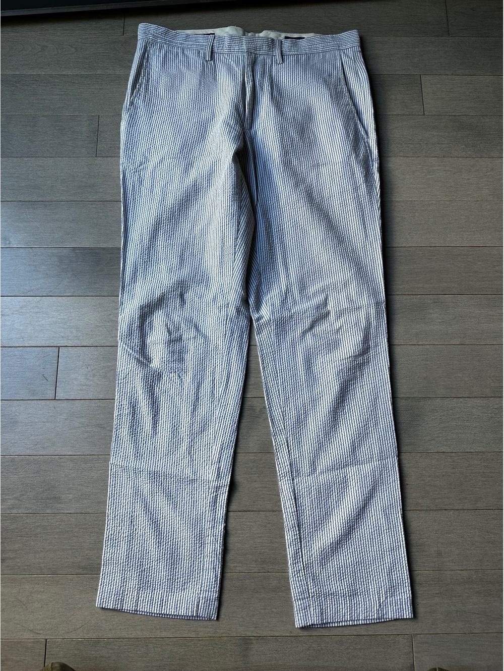 Women’s J.Crew Seersucker Dress Pants in Blue and White Stripe Size 32 Waist